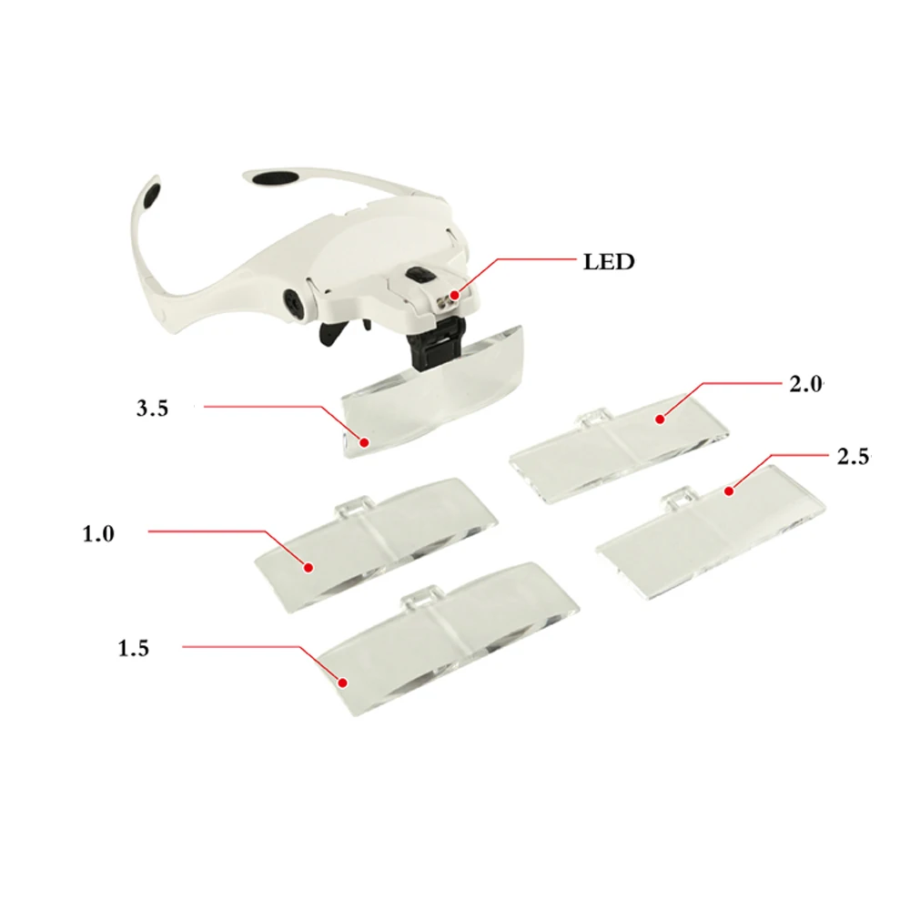 LED رئيس مصباح معدات إضاءة قابل للتعديل نظارات من نوع رئيس شنت المكبر Microblading تجميل دائم عدسة مكبرة