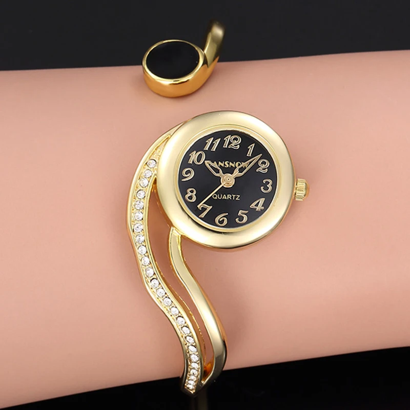 Relogio Feminino Fashion Rose Gold Women\'s Bangle Bracelet Watches Luxury Stainless Steel Rhinestone Ladies Jewelry Watch Clock