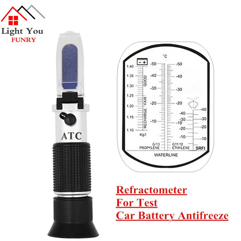 

Hand Held Engine Fluid Glycol Point Refractometer With ATC Tester Tool Car Battery Antifreeze Freezing