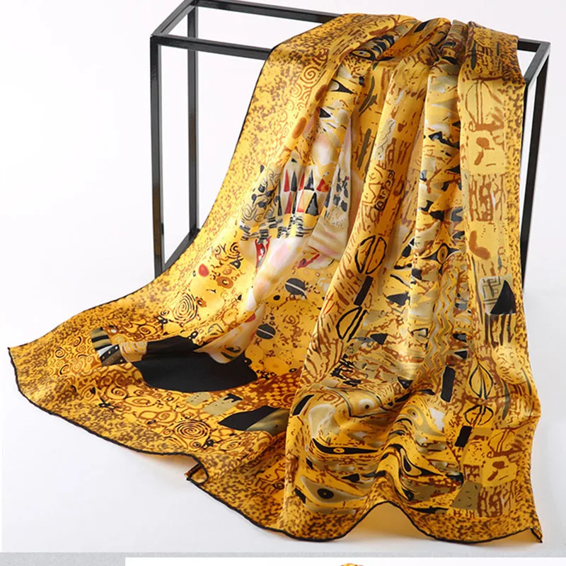 DANKEYISI New Silk Scarf Van Gogh\'s Famous Oil Painting Art Works Printed Scarf Women Scarf Luxury Brand Designer Scarves Female