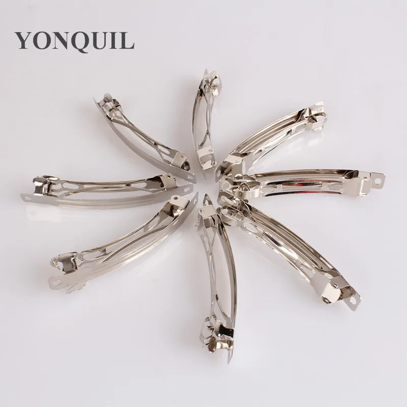 80Mm Rhodium Plated French Hair Barrette Clips Findings Iron Hair Clips Findings DIY Hair Accessories 100Pcs/Lot