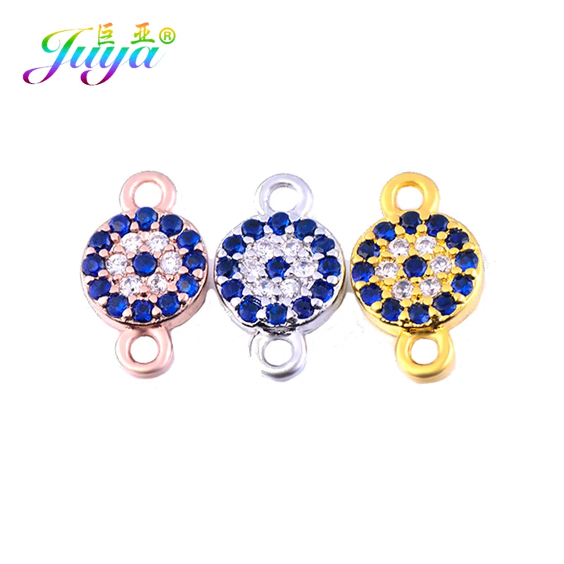 Juya DIY Hamsa Jewelry Findings Handmade Greek Evil Eye Turkish Connector Accessories For Women Bracelet Necklace Earring Making