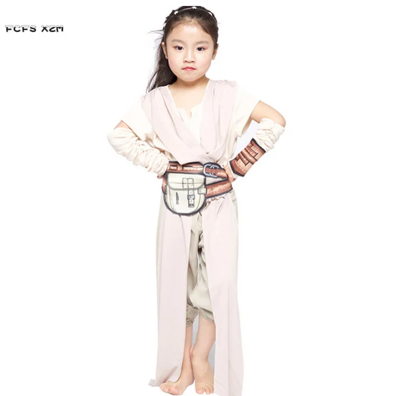 New Child Rey Costume Halloween Jedi Costumes Purim Movie Charater Carnival Cosplay Masquerade masked ball party dress