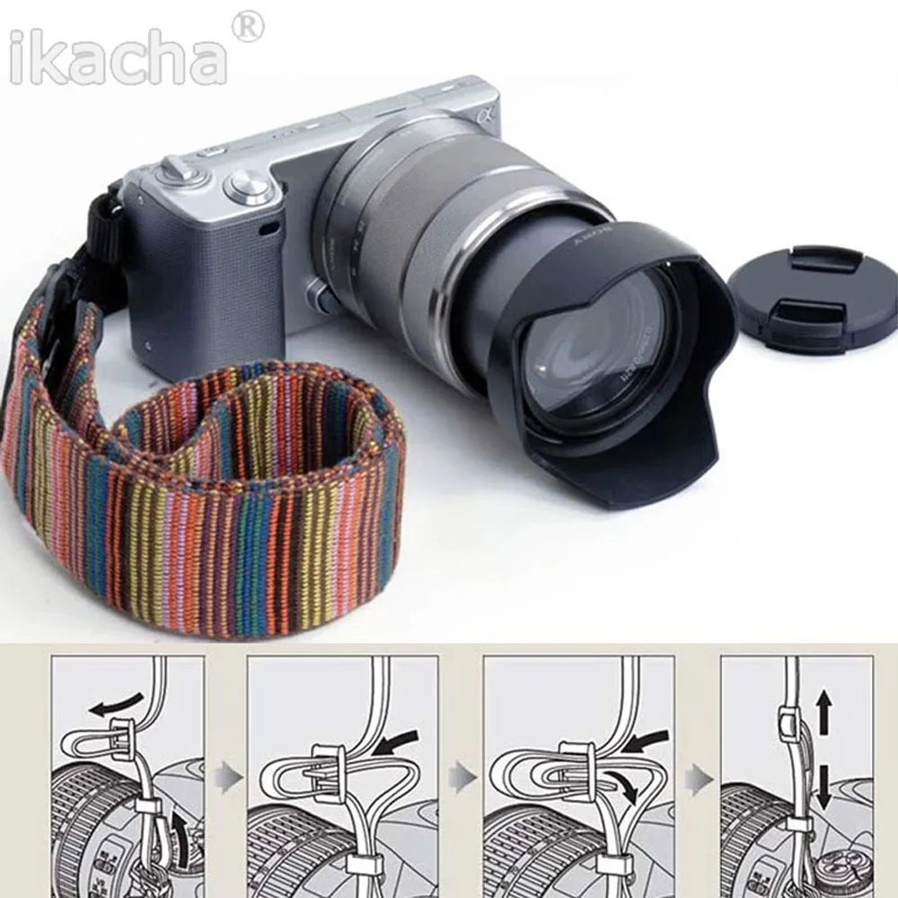 Universal Color Stripes Soft red Camera Neck Straps Shoulder Strap Belt Grip For Nikon Canon Panasonic Sony Pentax DSLR