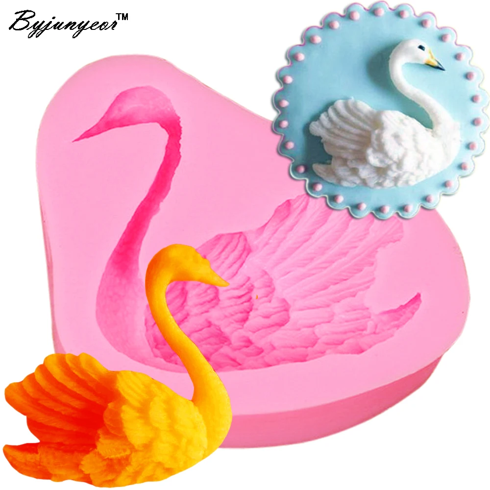 Byjunyeor M034 Epoxy UV Resin Swan Silicone molds Handmade Soap Mold, Fondant Cake Decoration Sugar Gumpaste Soft Clay Moulds