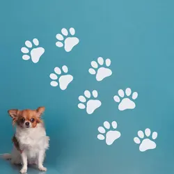 8 pcs/set Dog Paws Decal Pet Shop Grooming Salon Decor Vinyl Art Interior Design Decals Nursery Room Home Window Sticker A263