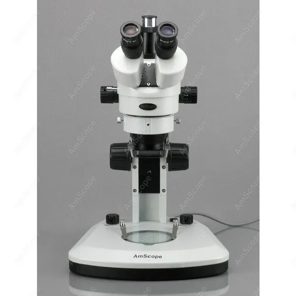 Track Stand Trinocular Microscope--AmScope Supplies 7X-45X Track Stand Stereo Zoom Trinocular Microscope with Dual LED Lights