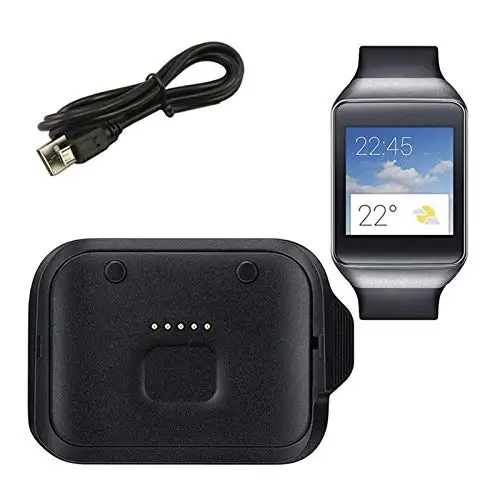 Akıllı izle şarj şarj Dock şarj Cradle Samsung dişli canlı R382 SM-R382 Smartwatch siyah
