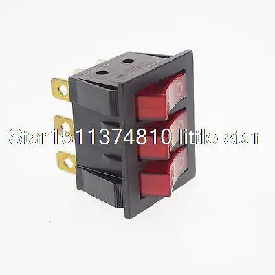 5 x DPDT  Red Light Illuminated Round Rocker Switch  Three Position 9 Terminals