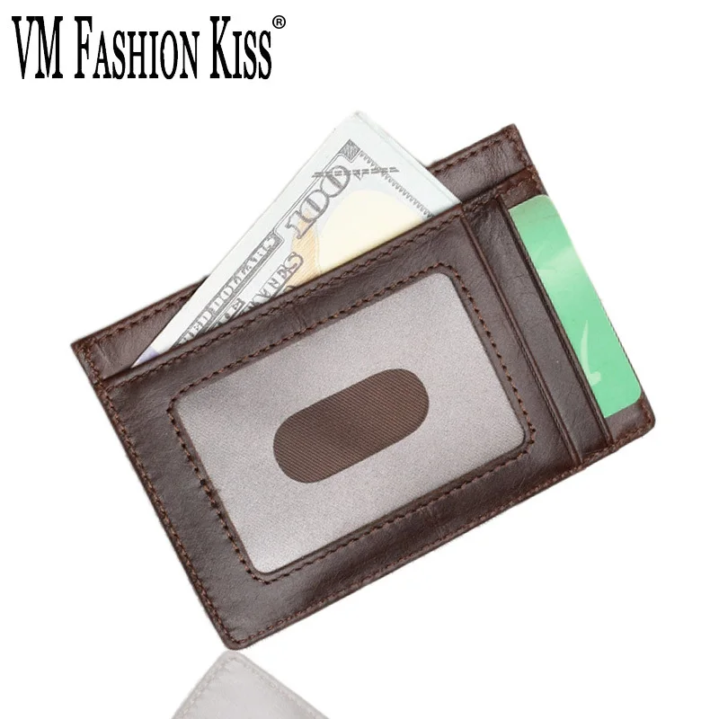 VM FASHION KISS RFID Information Security, тонкий кошелек из натуральной кожи, унисекс, кредитница, визитница, кредитная карточка, кошелек