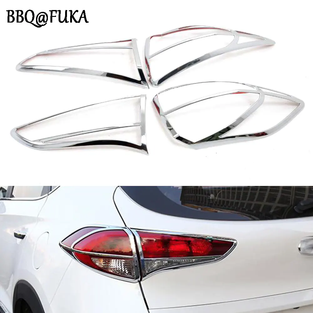 BBQ@FUKA ABS Chrome Rear Lamp Cover Trim Frame Car Tail Lamp Cover Tail Light Protector Fit For Hyundai Tucson 2015 2016 2017