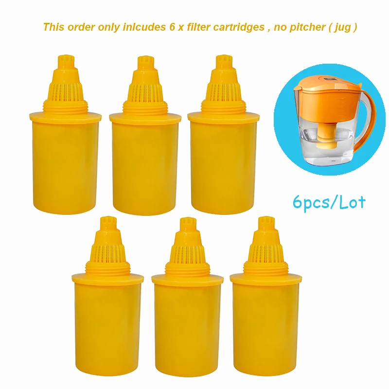 

6 pieces of Replacement Filter Cartridges for Wellblue 3.5L Yellow Colour Mineral Alkaline Water Pitcher Purifier Ionizer Filter