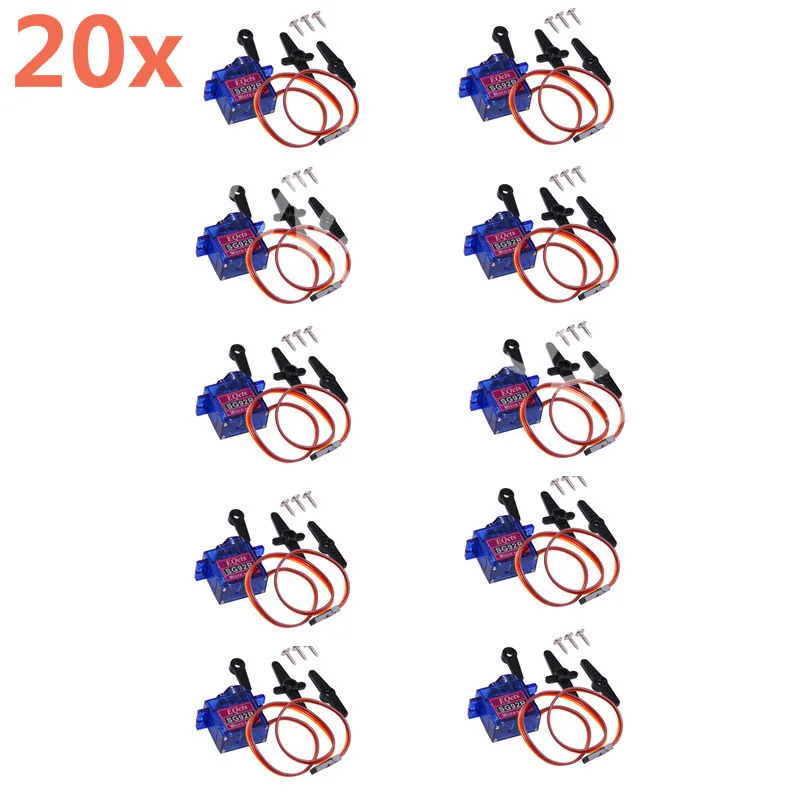 20pcs Micro 9g Servo Nylon Carbon Fiber Gears SG92R Replace SG90 For RC Model Aeromodelling Helicopter Airplane RC Car Boat Part