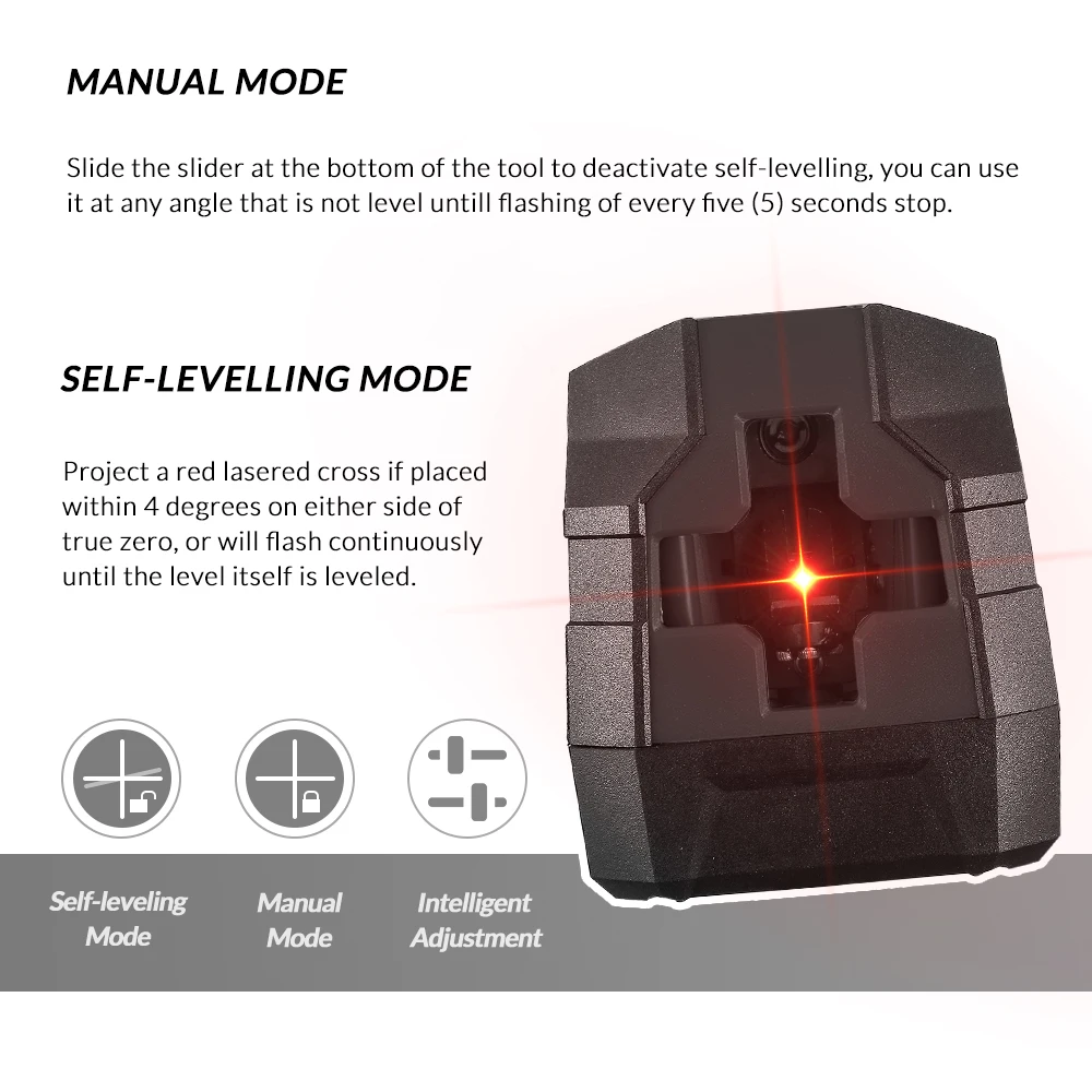 DEKO DKLL02 Mini Style Self-Leveling Laser Level Horizontal Vertical Cross Line Red Green Light Source Adjustable Mounting Clamp