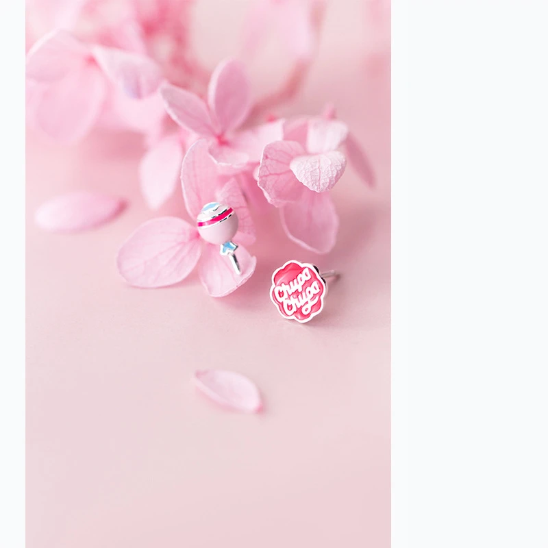 Newest S925 Fashion Children Kids Silver Jewelry Fresh Asymmetric Candy English Letter Earrings Simple Ear Jewelry 2019