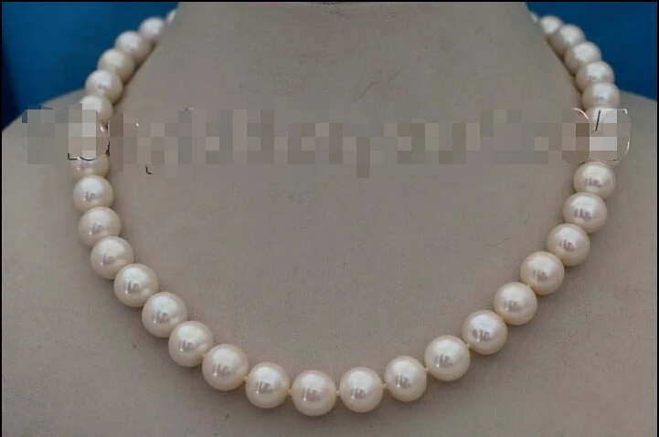 

Genuine Natural 9-10mm White Round pearl Necklace 925silver Noble style Natural Fine jewerly