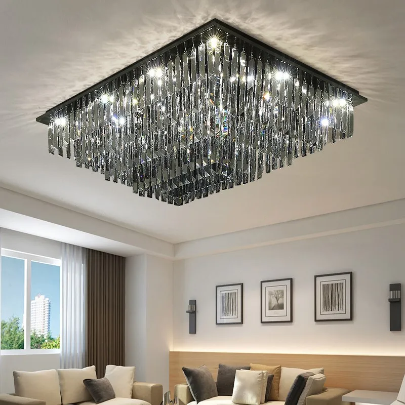 

Fashion Ceiling Lighting Fixtures Modern LED Ceiling Lamp Bedroom Living Room Avize Rectangle Crystal Luminairas Para Teto