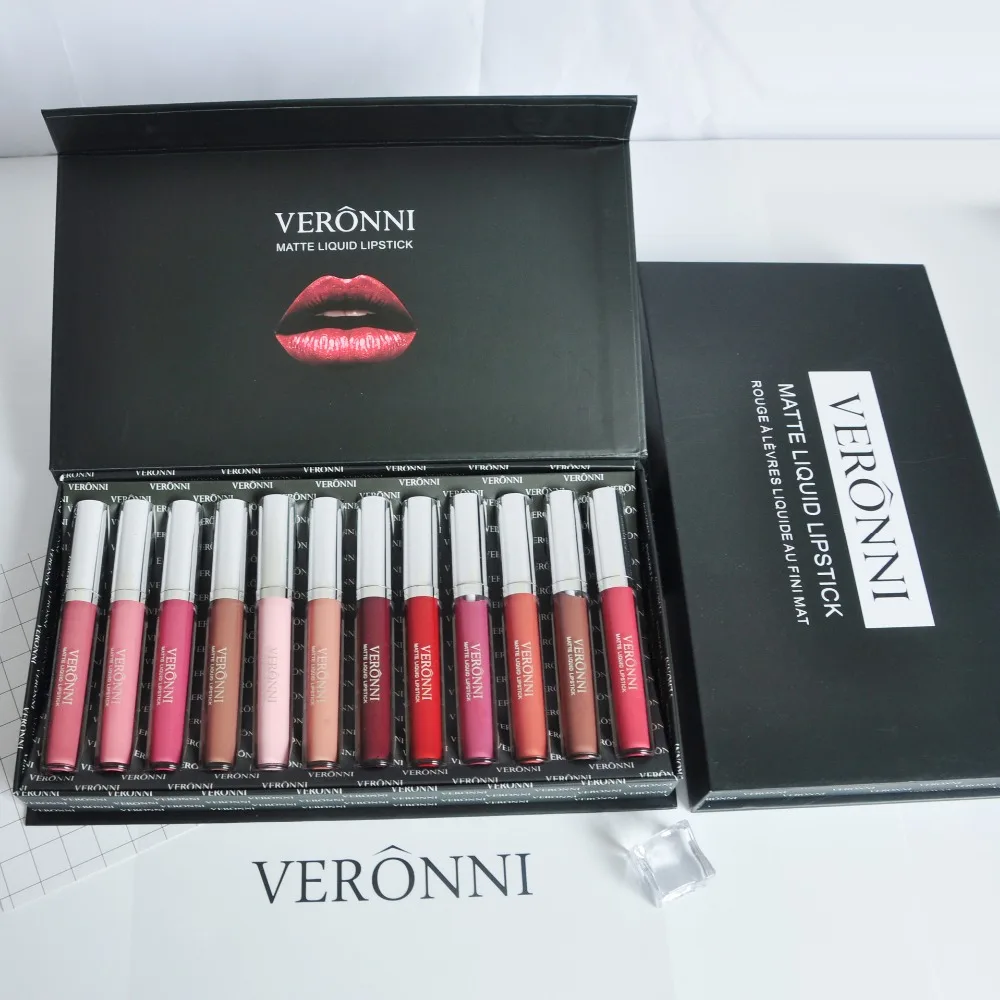 VERONNI Cosmetics Matte Liquid Lipstick waterproof Long-lasting Lipgloss 12 colors each set Brand New DHL