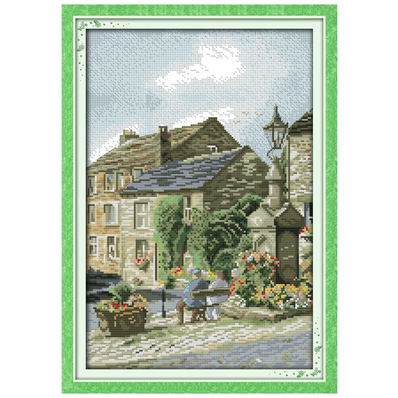 Leisure Steet Patterns Counted Cross Stitch Set DIY 11CT 14CT 16CT Stamped DMC Cross-stitch Kit Embroidery Needlework Home Decor