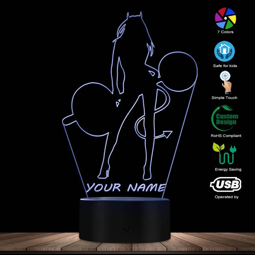 Custom Name Bad Girls Deadlift 3D LED Night Light Fitness Women Powerlifting Decorative Bedroon Sleepy USB LED Lamp Gift For Her