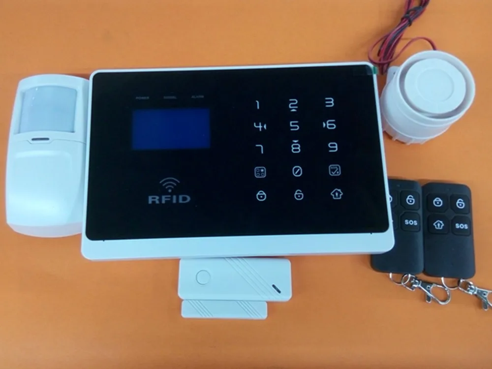 GSM alarm system with RFID card and Touch keypad English/French/Spanish optional