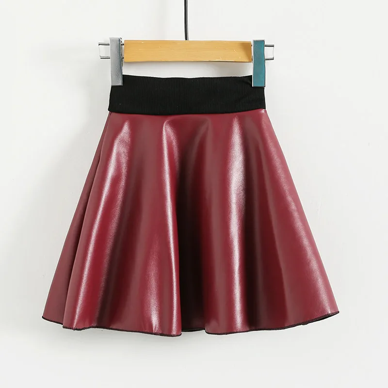 Girls Skirts New Fashion PU Leather 2-7 Year jupe Elastic Waist Girl Tutu Skirt Autumn Black Kids Short Skirt Children Clothes