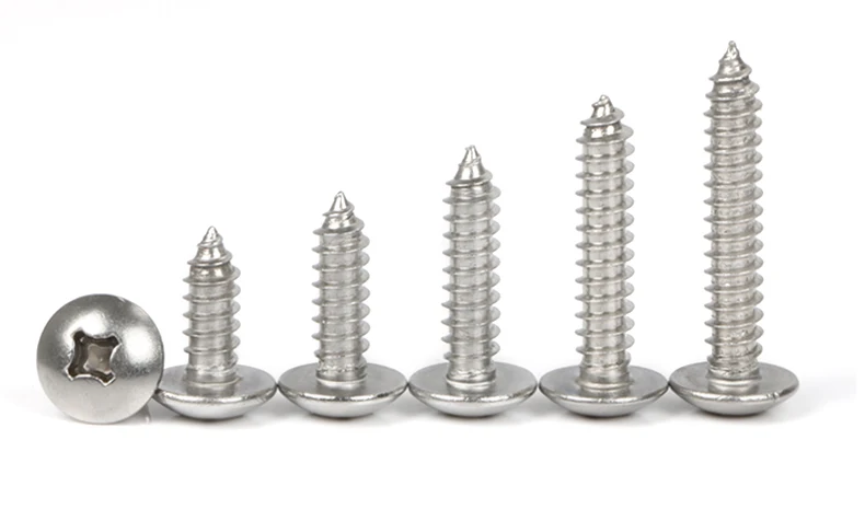 

M6*12/16/20/25/30-100 stainless steel 304 phillips truss mushroom head self tapping long woodworking screws126