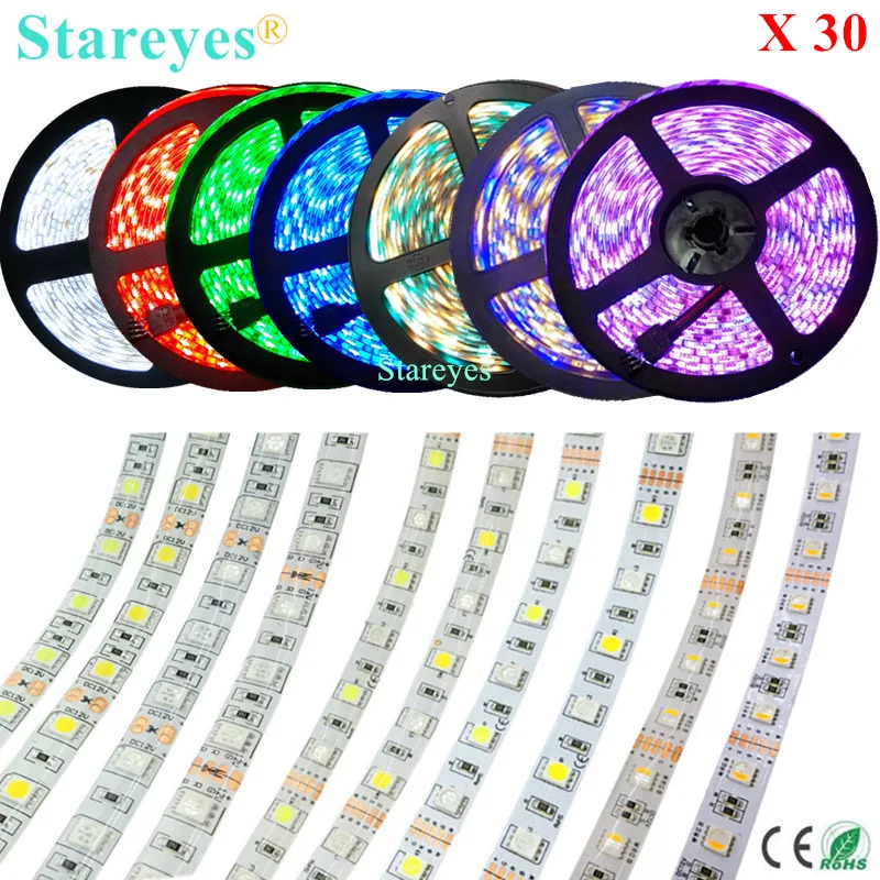 

30 Pieces SMD5050 60 LED/m DC12V DC24V LED Strip Warm white CCT RGB RGBW RGBWW 4 in 1 RGBCCT 5 in 1 tape lighting IP20 IP65 IP67