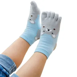 Chaussettes en Maille Respirante pour Enfant, Nouveau Design, Mignon, Dessin Animé, Ours, Cinq Orteils, Fille et Garçon