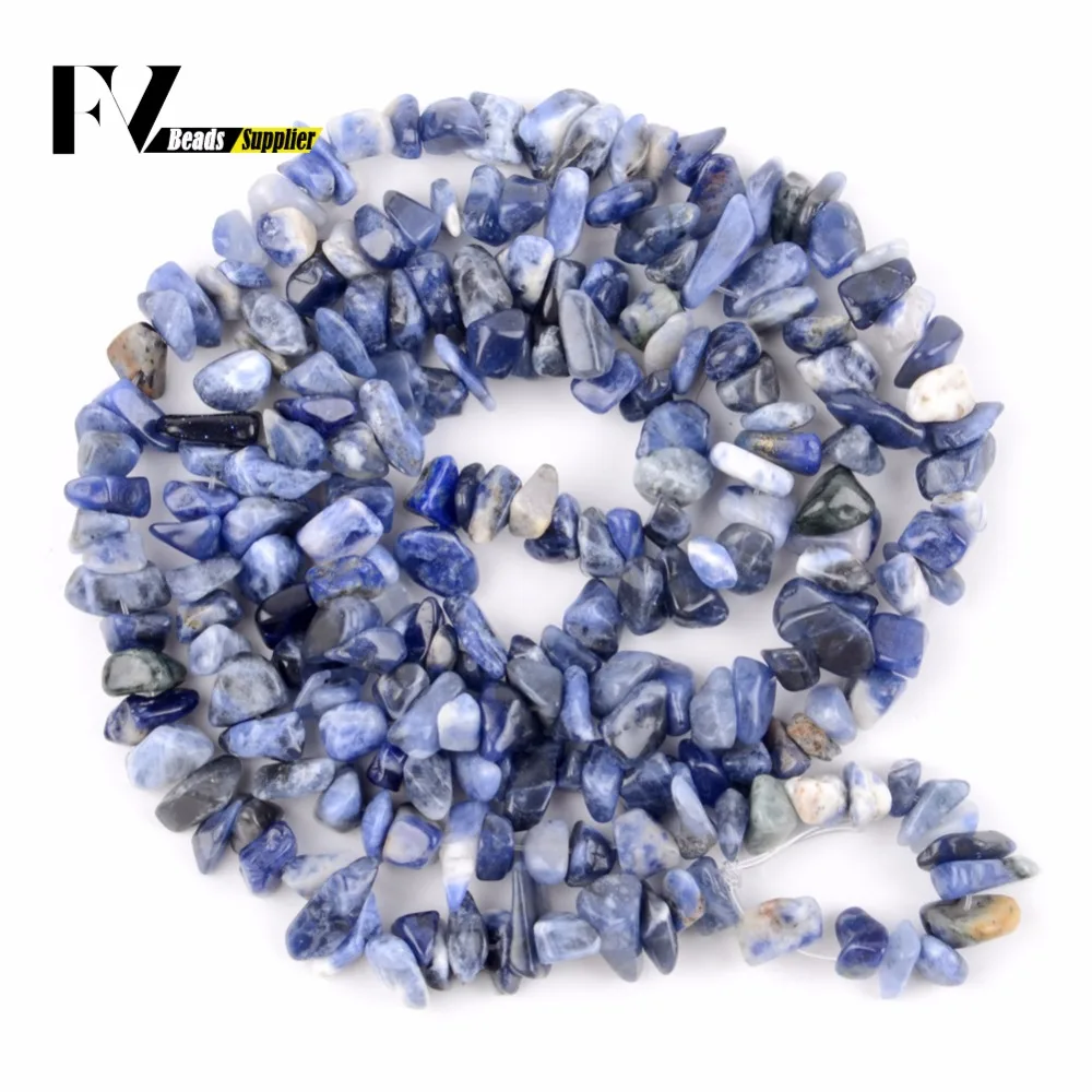 Natural Blue Sodalite Chip Beads for Needlework 5mm-8mm Irregular Gravel Stone Beads for Jewelry Making Bracelet Accessories 15\