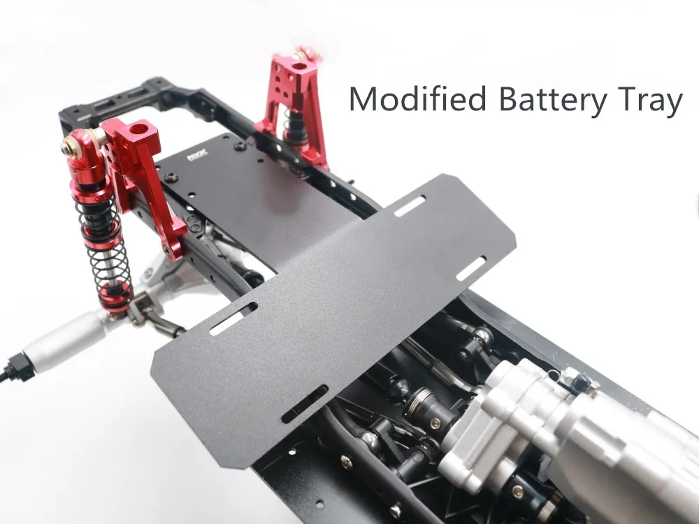 KYX Racing V8 Engine Motor 2 Speed Gearbox + Axle Servo Mount + Modified Battery Tray Set for 1/10 RC Crawler Car Axial SCX10 II