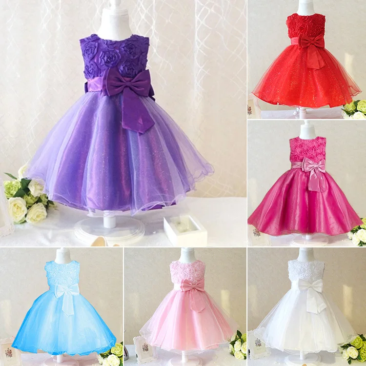 2016 flower girls dresses for wedding dresses sleeve band income cap Bow Girl's Birthday Party Dress Zipper Tulle Pageant Dress