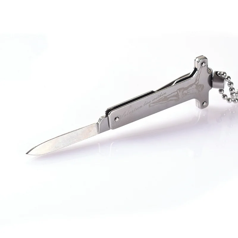 Seiko Stainless Steel Knife Pendant Mini Fruit Knife Creative Cross Pendant Necklace Pendant Knife EDC pocket knife