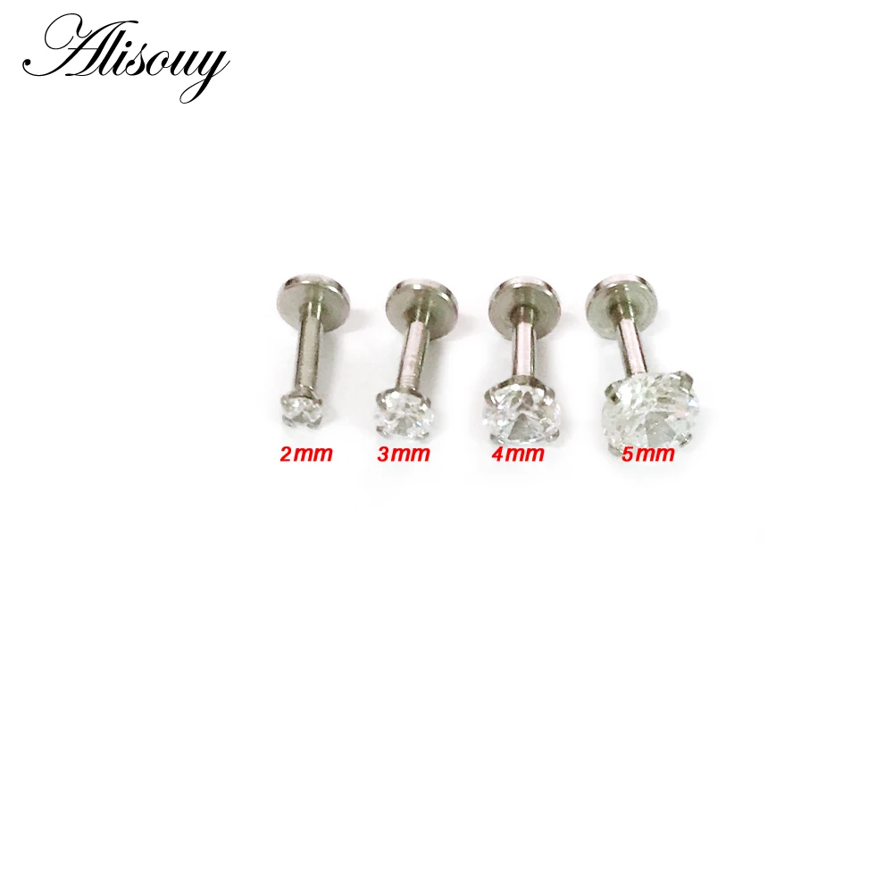 Alisouy 1 Pc  color Labret Lip Ring Zircon Anodized Internally Threaded Prong  16G Tragus Helix Ear Piercing Earring women