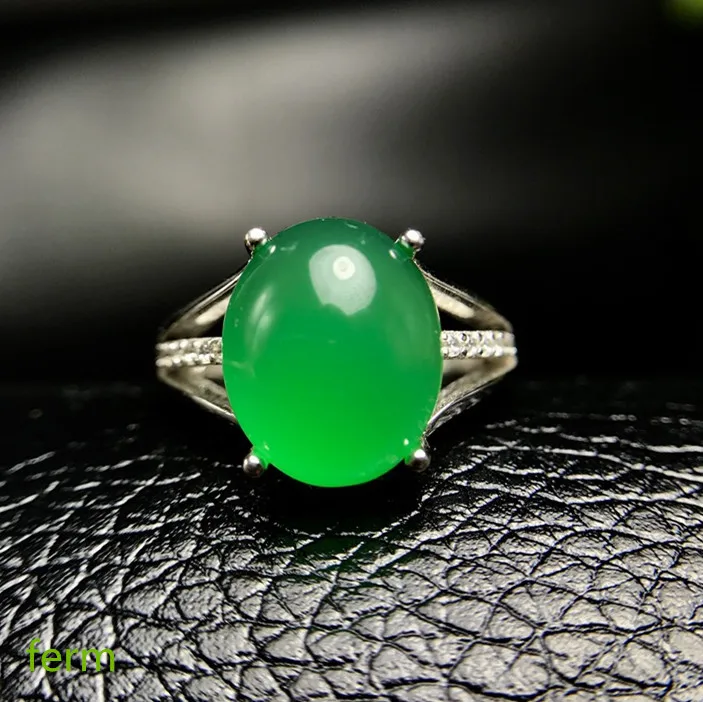 

KJJEAXCMY Boutique Jewelry 925 Silver-inlaid Natural Green Chalcedony Garnet Female WomanRing Mini Support Detection