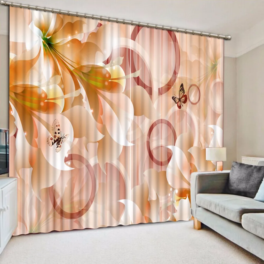 

3d Curtains For Living Room 3D Blackout Window Curtains flower lily Blackout Shade Window Curtains 3d Curtains