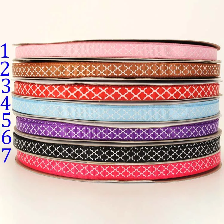 10yards - 9mm Grosgrain ribbon - diamond/rhombus/lozenge pattern printed ribbon - pink,red,purple,black,blue