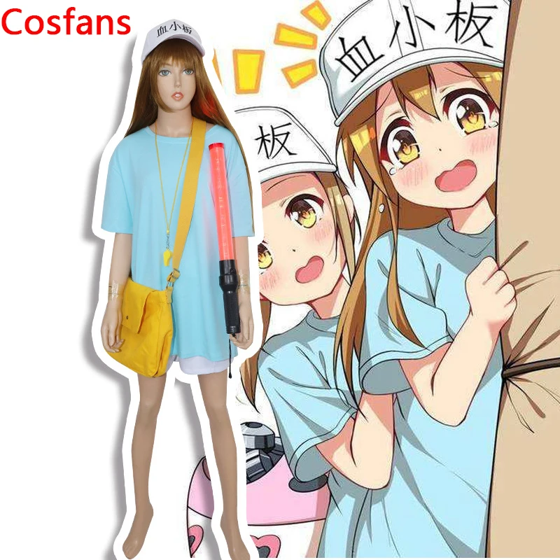 Anime Hot Cells at Work Cosplay Costume Platelet Cosplay Hataraku Saibou Women Costume Anime T Shirt Shorts Hat for Girl Dress