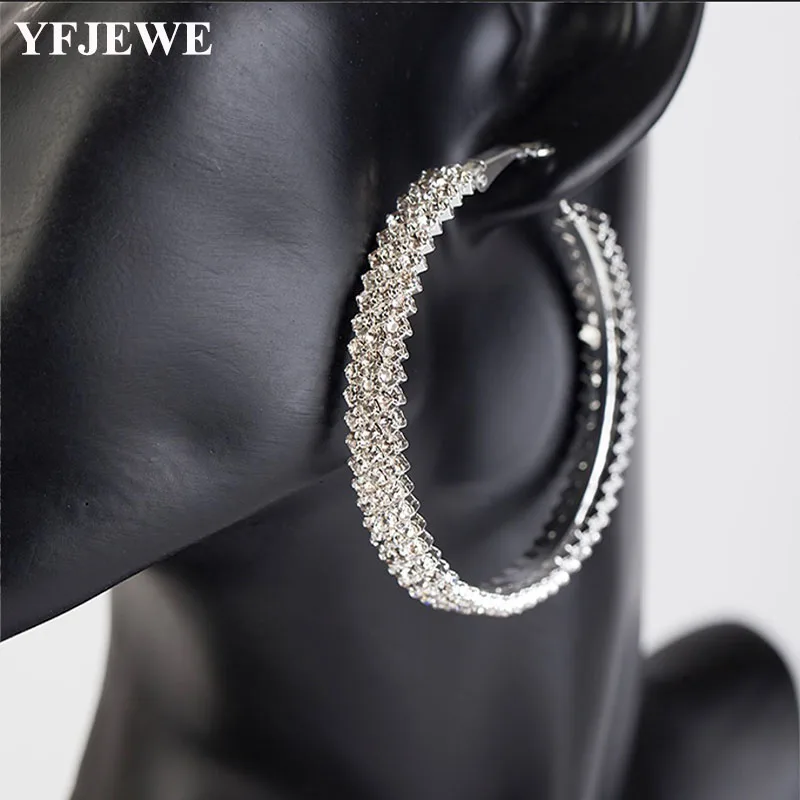 YFJEWE Women Hoop Earrings Silver color Bohemian Earrings Handmade Crystal Vintage Earrings Fashion Jewelry Aretes De Mujer E555