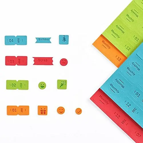 Multi-Color Self Adhesive Mini DIY Leather Monthly Calendar Index Tabs  for Appointment Book Events Diary Scrapbook Planner