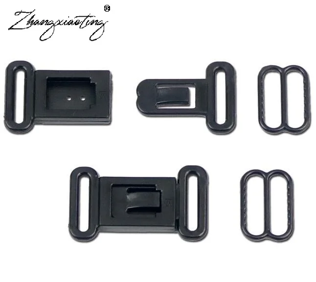 

50\100 sets plastic Hardware Sets adjustable tape accessories black clasps & hooks eye set bow tie clip buckles