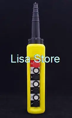 

1PCS 2Speed Hoist Crane 6 Pushbutton Pendant Control Station With Emergency Stop