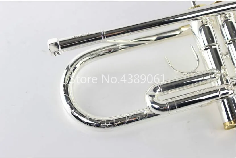 MARGEWATE LR197GS جسم نحاسي مطلي بالفضة والذهب أدوات بوق Bb منحوتة مع قطعة فم