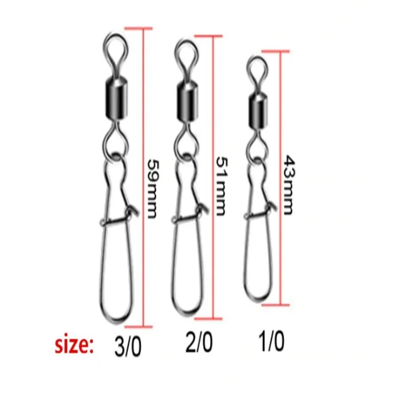 25 шт./лот 1/0 2/0 3/0 подшипник качения вертлюга с защелкой рыболовный соединительный штифт из нержавеющей стали рыболовные снасти аксессуары для рыбалки