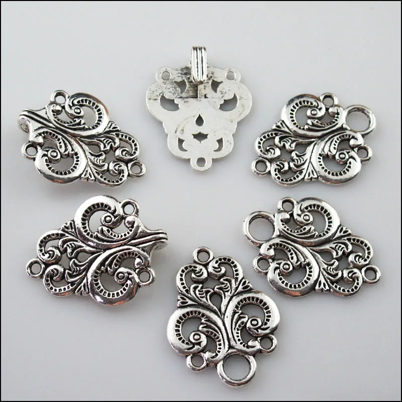 4Sets Tibetan Silver Clouds Heart Flower Bracelet Toggle Clasps Connectors