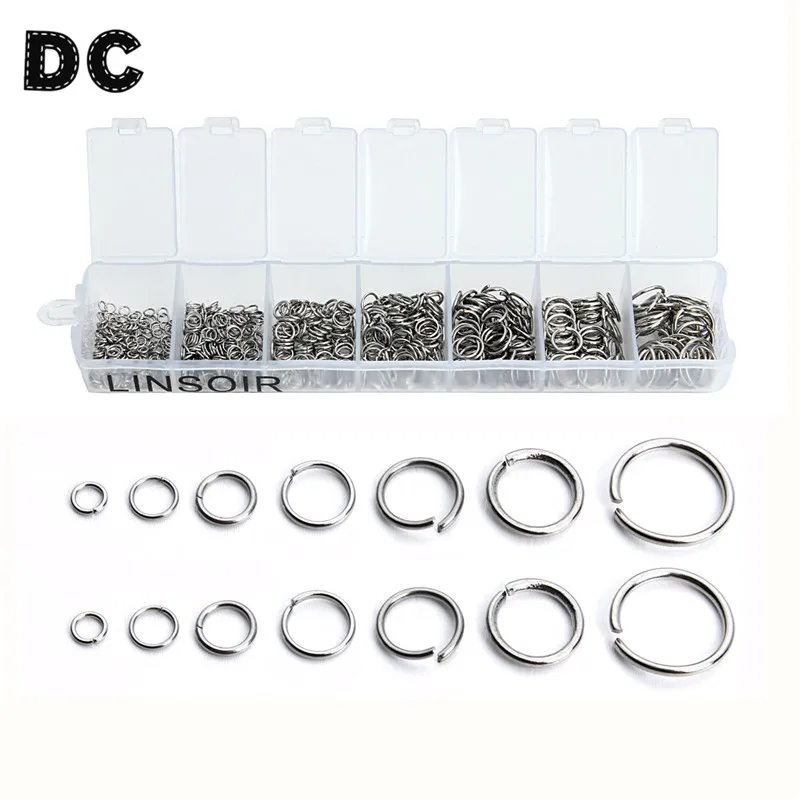 DC 500pcs/box 3/4/5mm Mixed Silver Tone Stainless Steel Closed Jump Rings Split Rings Connectors for Jewelry Making