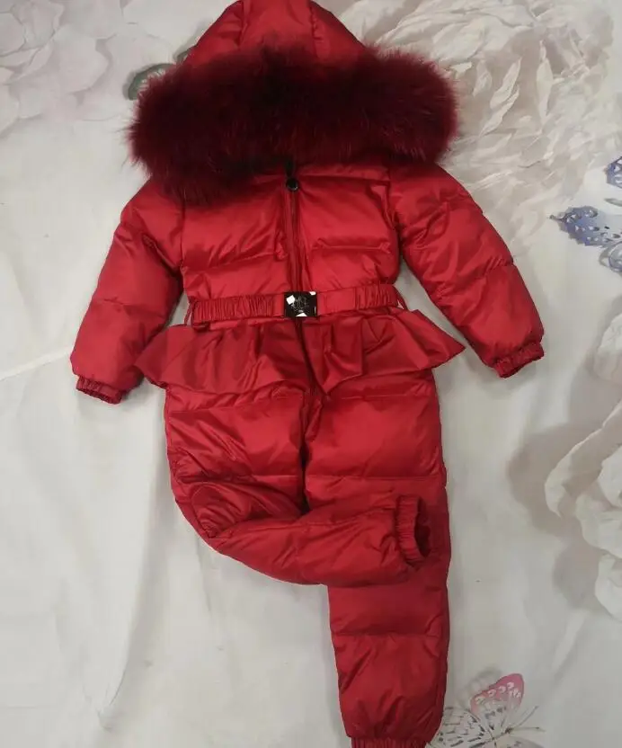 2021 Winter down jacket Baby duck down suit outerwear Fur Hooded children's Snowsuit down coats Child jumpsuit romper ski suit