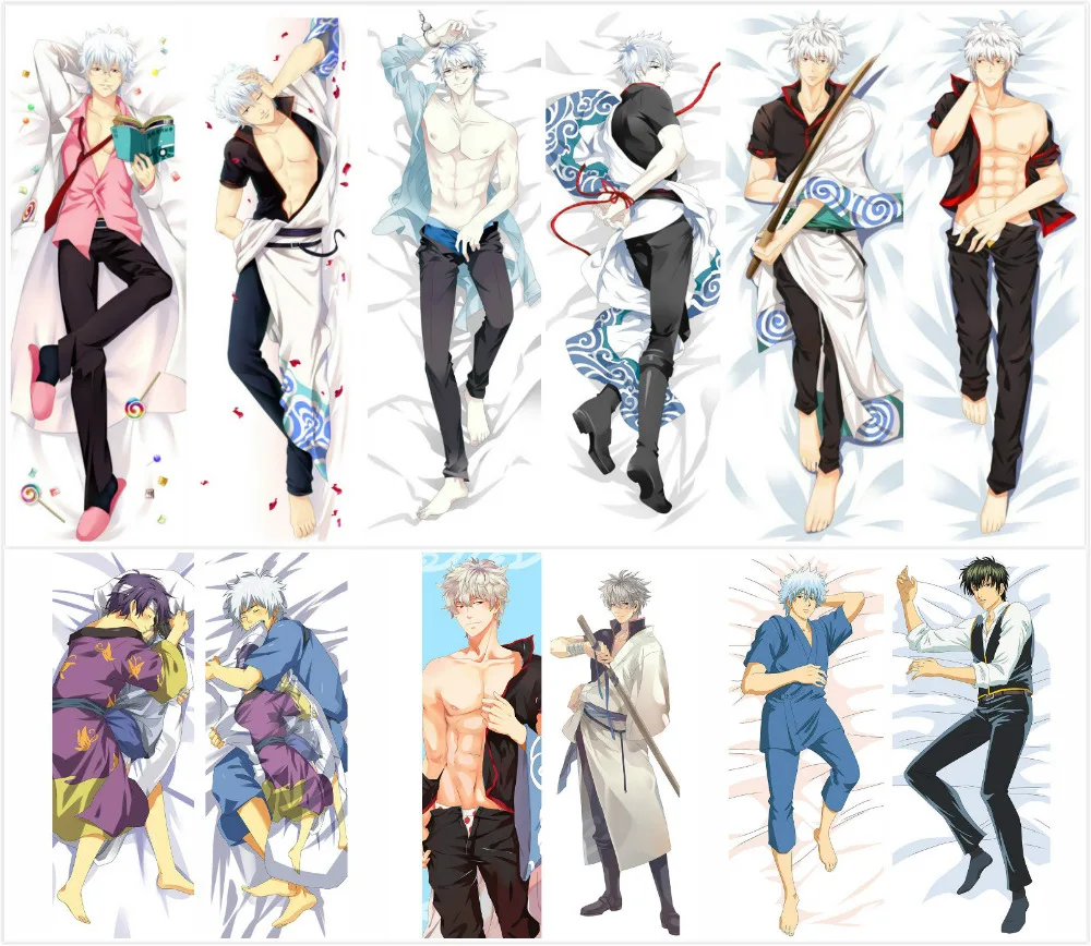 Japanese Anime GINTAMA Sakata Gintoki Male Otaku Hugging Body Decorative Throw Pillow Cover case Dakimakura Pillowcase