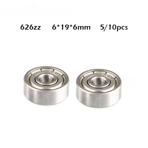 

5/10PCS Ball 626ZZ 6*19*6mm Bearing 626zz for 3D Printers Parts Deep Groove Flanged Pulley Wheel