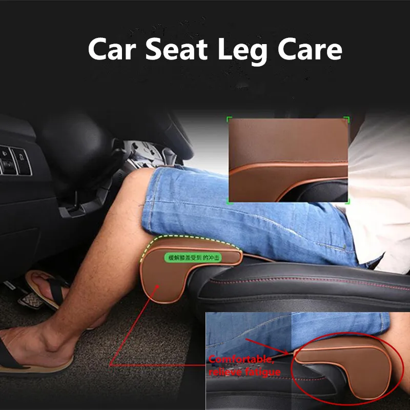 1PC PU Universal Car Seat Leg Care  Cushion Foot Longer Leather Knee Pad Thigh Support Easy  Rest PU